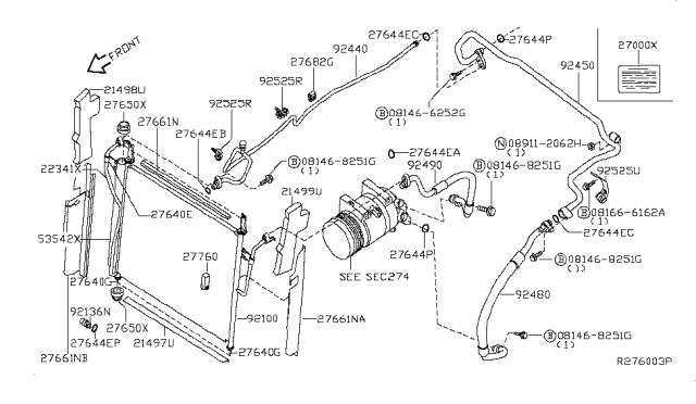 2010 Nissan Titan Pipe-Front Cooler, Low Diagram for 92450-ZT05A