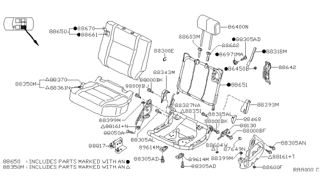 2015 Nissan Titan Cushion Rear Seat LH Diagram for 88350-ZT01A