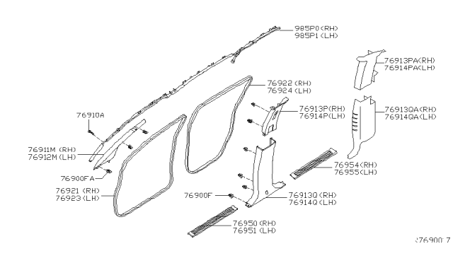 2007 Nissan Titan Body Side Trimming Diagram