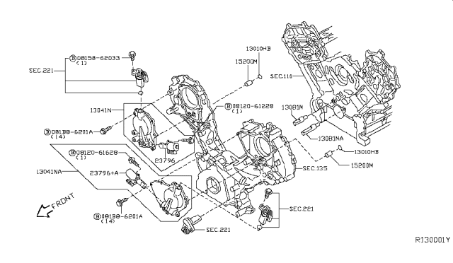 2008 Nissan Titan Cover Assembly-Valve Timing Control Diagram for 13040-ZE00B