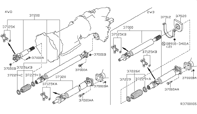 2008 Nissan Titan Shaft Assembly-PROPELLER Diagram for 37000-ZJ00A