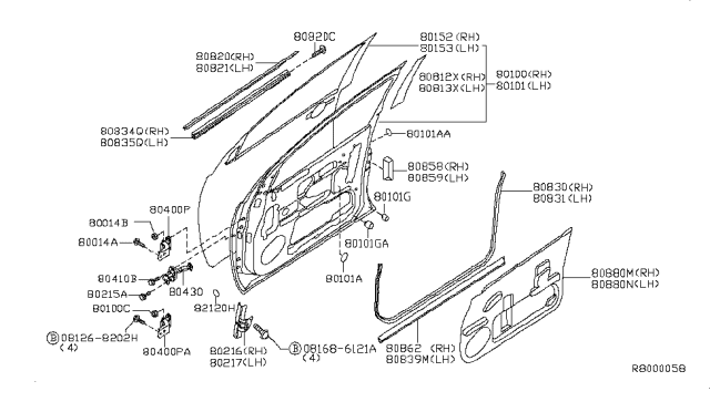 2013 Nissan Titan Front Door Panel & Fitting Diagram 2