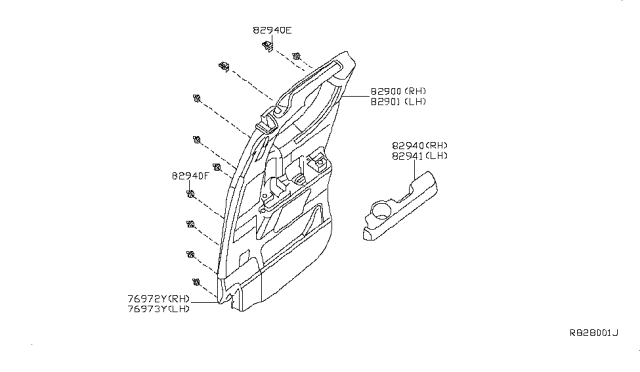 2006 Nissan Titan Rear Door Trimming Diagram 3