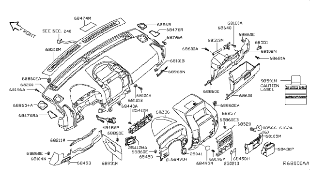 2015 Nissan Titan Instrument Panel,Pad & Cluster Lid Diagram 2