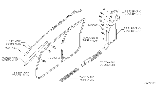 2005 Nissan Titan Body Side Trimming Diagram 3