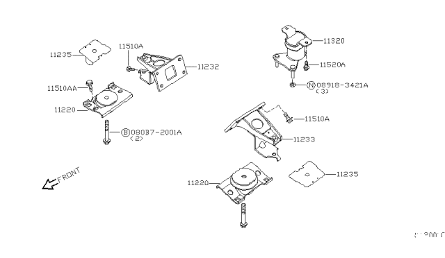 2008 Nissan Titan Engine & Transmission Mounting Diagram 1