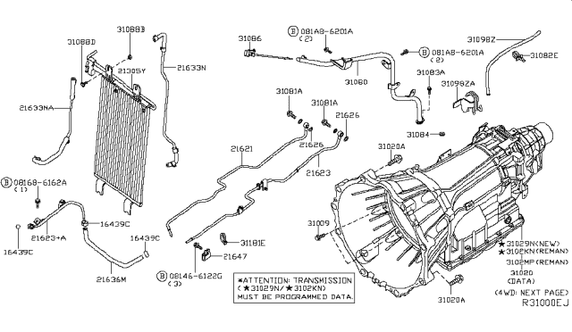 2011 Nissan Titan Blank Automatic Transmission Diagram for 31020-64X6E