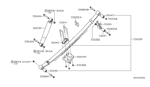 2015 Nissan Titan Shock Absorber Kit-Rear Diagram for E6200-9FF0A
