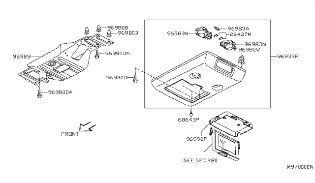 2013 Nissan Titan Roof Console Diagram 1