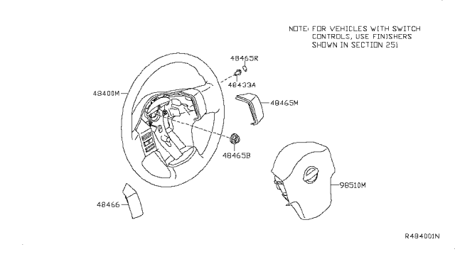 2014 Nissan Titan Steering Wheel Assembly Without Less Pad Diagram for 48430-9FM0A