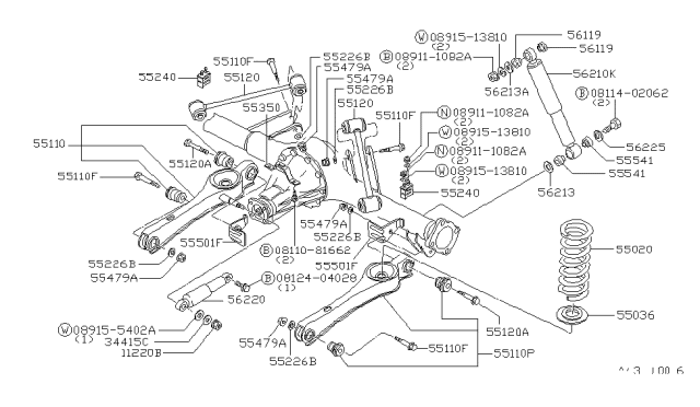 1983 Nissan Datsun 810 Shock ABSORBER Rear Diagram for 56210-W2827