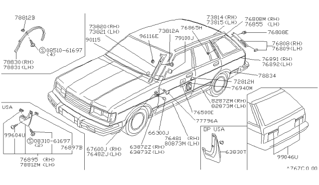 1984 Nissan Datsun 810 Body Side Fitting Diagram 2