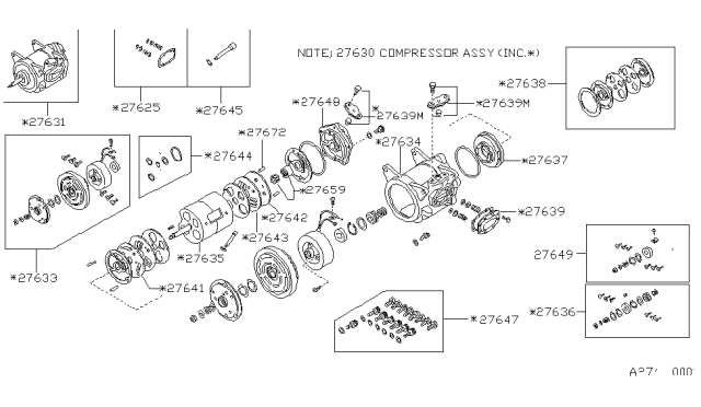 1982 Nissan Datsun 810 Housing Compressor Diagram for 92710-01L01
