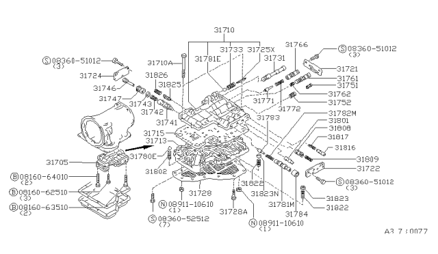 1982 Nissan Datsun 810 Plate Separator Diagram for 31715-X2700