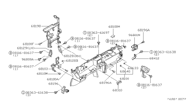 1982 Nissan Datsun 810 ESCUTCHEON Diagram for 68121-W1001