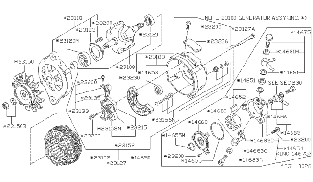 1982 Nissan Datsun 810 Pulley Assy Diagram for 23150-W2500