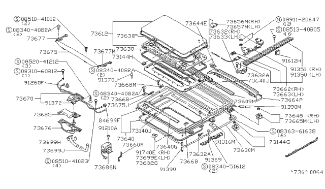 1982 Nissan Datsun 810 Sun Roof Parts Diagram