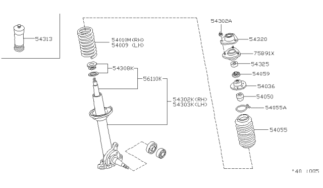 1980 Nissan Datsun 810 Strut Mounting Insulator Assembly Diagram for 54320-S5000