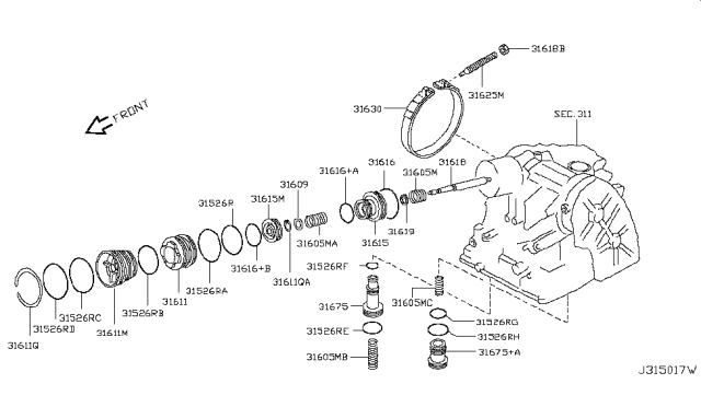 2010 Nissan Versa Retainer-Servo Piston Diagram for 31691-3CX0A