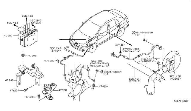 2009 Nissan Versa Anti Skid Actuator Assembly Diagram for 47660-ZW82A