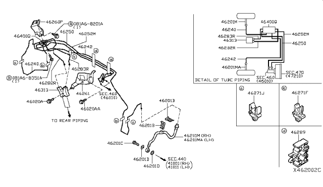 2010 Nissan Versa Brake Piping & Control Diagram 3