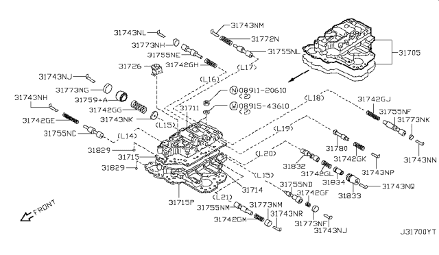 2007 Nissan Versa Oil Filter Assembly Diagram for 31726-1XA03
