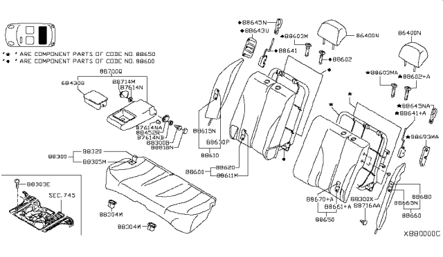 2010 Nissan Versa 2Nd Seat Armrest Assembly Outer Right Diagram for 88700-EM55B