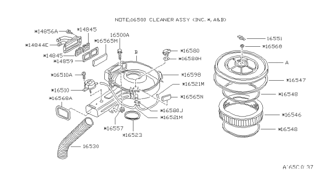 1983 Nissan Stanza Air Cleaner Element Diagram for 16546-D1100
