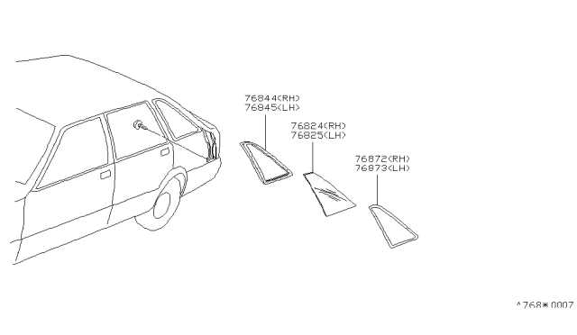 1986 Nissan Stanza Side Window Diagram 1
