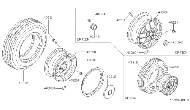 1985 Nissan Stanza Road Wheel & Tire Diagram