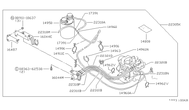 1983 Nissan Stanza Engine Control Vacuum Piping Diagram 3