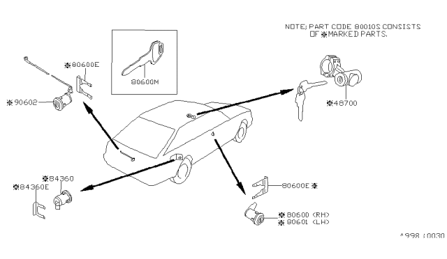 1986 Nissan Stanza Key Set & Blank Key Diagram 1