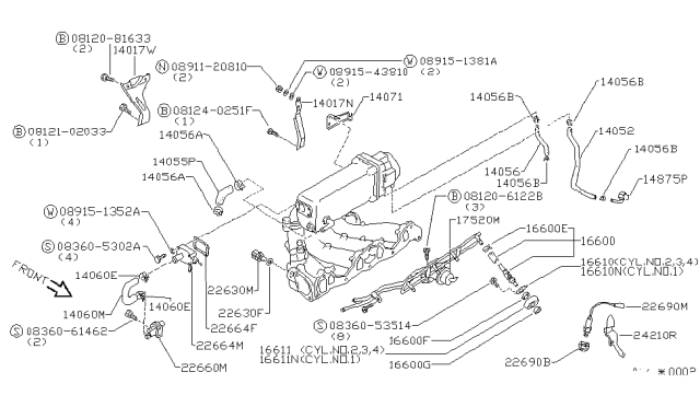 1986 Nissan Stanza Engine Coolant Temperature Sensor Diagram for 22630-N4200