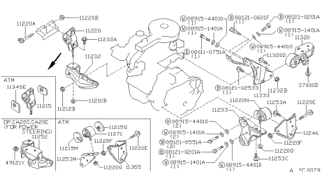 1983 Nissan Stanza Engine Mounting Bracket, Right Diagram for 11233-D0101
