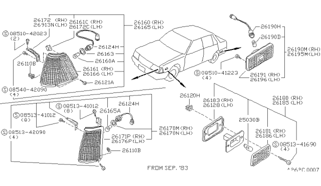1983 Nissan Stanza Harness Assembly Diagram for 26163-D1600