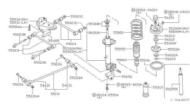 1982 Nissan Stanza Spring-Coil Rear Diagram for 55020-D0800