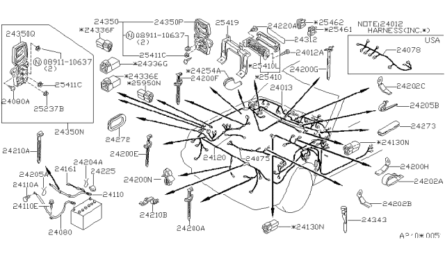 1986 Nissan Stanza Cable-Battery P Diagram for 24110-D0110