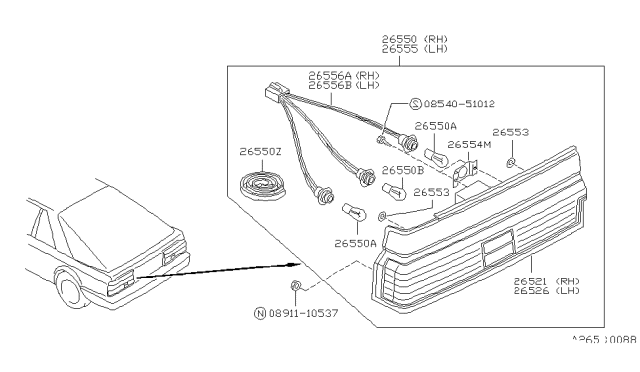 1989 Nissan Sentra Rear Combination Lamp Diagram 1