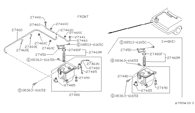 1988 Nissan Sentra Elbow Diagram for 28915-55A66