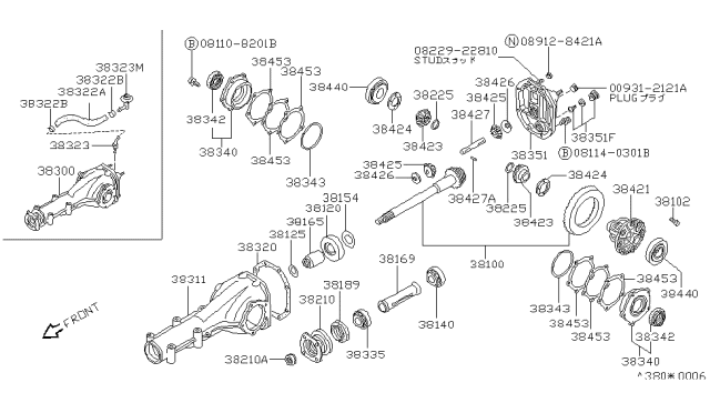 1990 Nissan Sentra SHIM-PINION Adjust Diagram for 38154-U1514