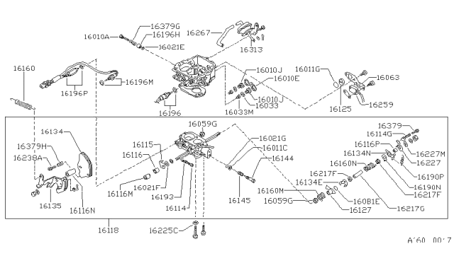 1988 Nissan Sentra Throttle Valve Switch Diagram for 16260-31M10