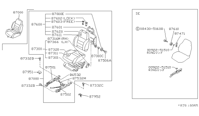 1988 Nissan Sentra Front Seat Diagram 3