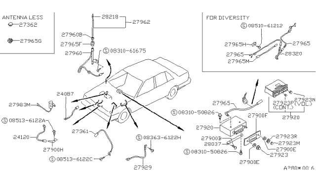 1987 Nissan Sentra Cable-Earth Bonding Diagram for 28360-50A00