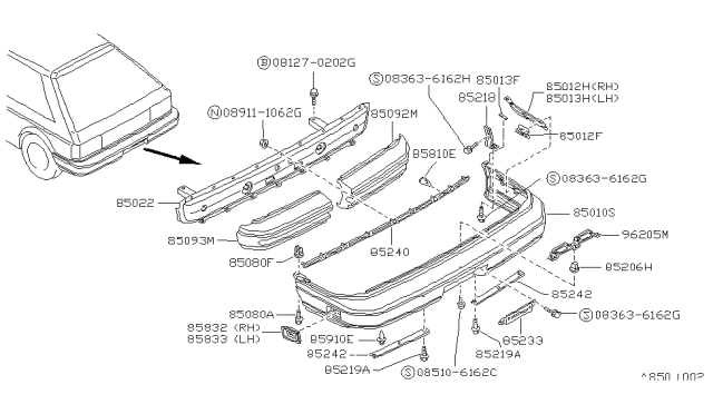 1987 Nissan Sentra Bracket-Licence Lamp Diagram for 96220-69A01