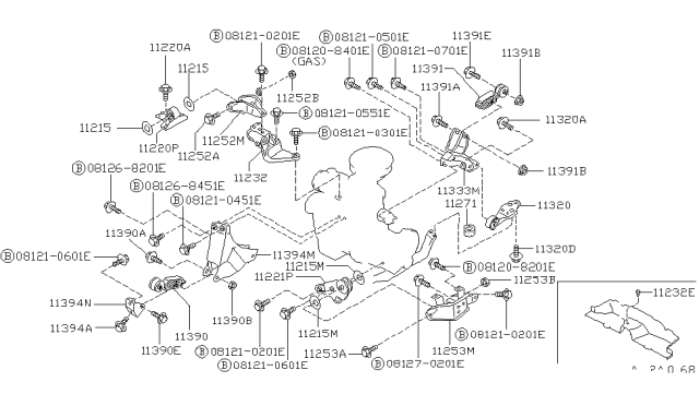1987 Nissan Sentra Engine Mounting Support, Right Diagram for 11252-50A04