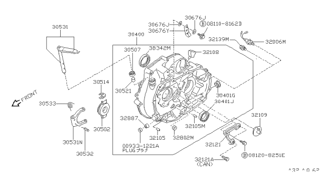 1990 Nissan Sentra Bearing Clutch Diagram for 30502-M8060