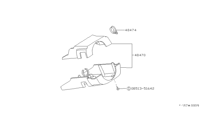 1989 Nissan Sentra Cover Set-Steering Column Blue Diagram for 48470-73A11