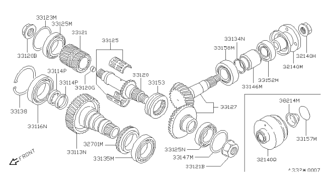 1989 Nissan Sentra Ring-Snap Ring Gear Diagram for 33138-10R12