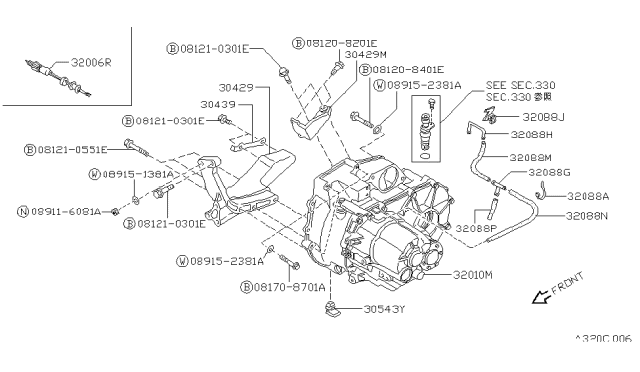 1989 Nissan Sentra Manual Transmission, Transaxle & Fitting Diagram 1
