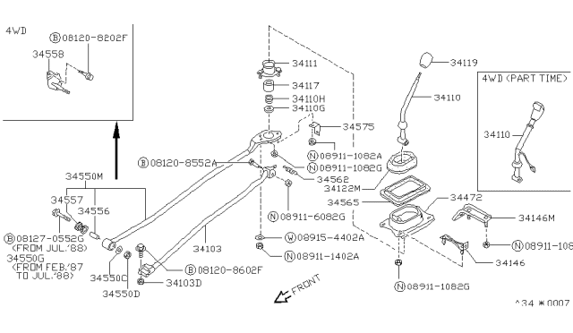 1987 Nissan Sentra Pad Assembly-Control Diagram for 34550-70A00
